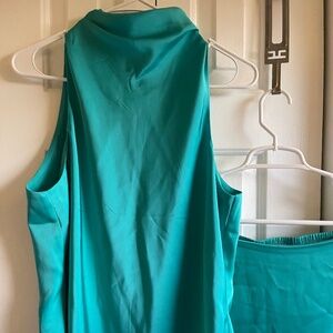 Elegant Silk Hatler Neck Top & Maxi Skirt